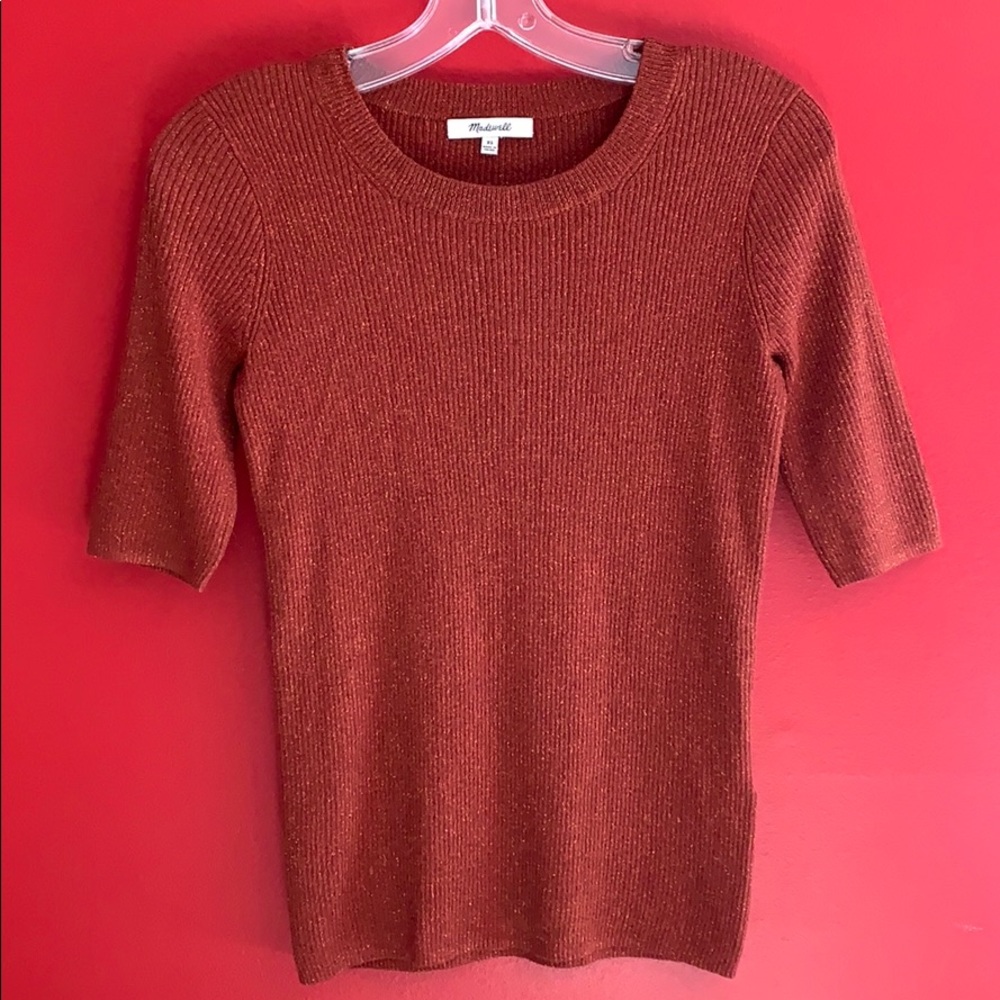 Madewell Rust w/ Metallic Thread Knit Tee Shirt